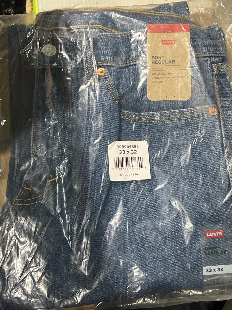 Levi's Men's 505 Regular Fit Jeans , Dark Stonewash jeans new