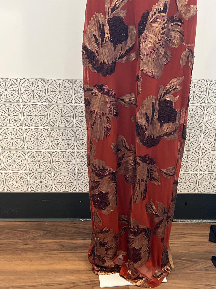 Floral Sequin Embellished Halter Gown by Donna Karan  Size 4