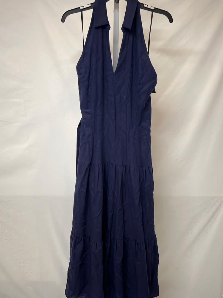 Donna Karan Linen Blend Halter A Line Dress