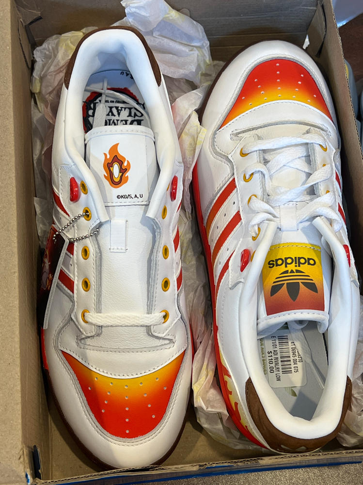 adidas X Demon Slayer Rivalry Low Demon Slayer (White/Red/Yellow, US Footwear Size System, Adult, Men, Numeric, Medium