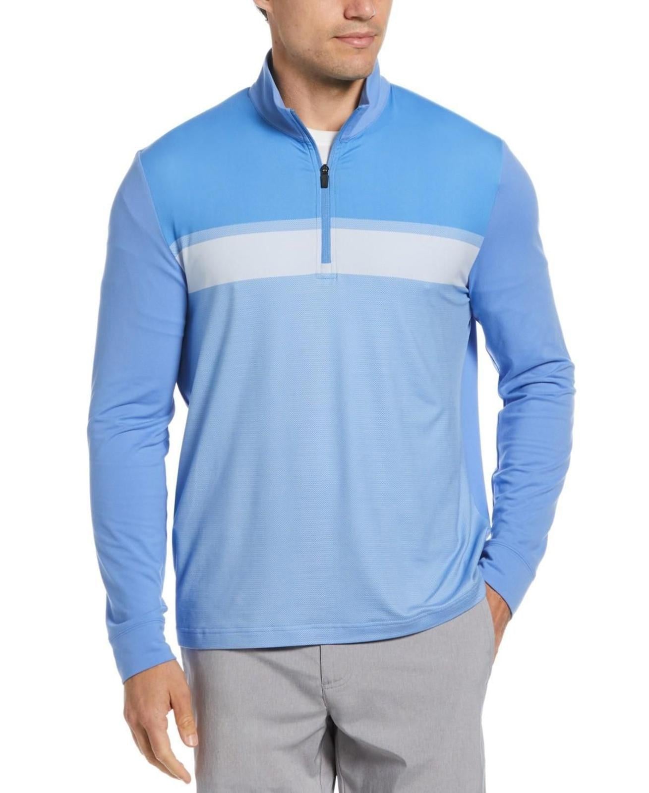 Pga Tour Men's Chest Stripe Ombre Long Sleeve Quarter-Zip Sweater - Provence
