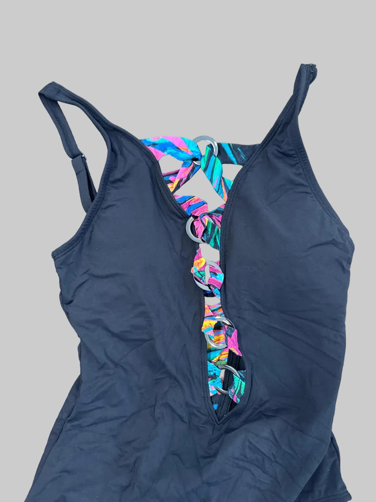 Wild Thing Plunge Over-the-Shoulder One-Piece by Bleu Rod msrp 125