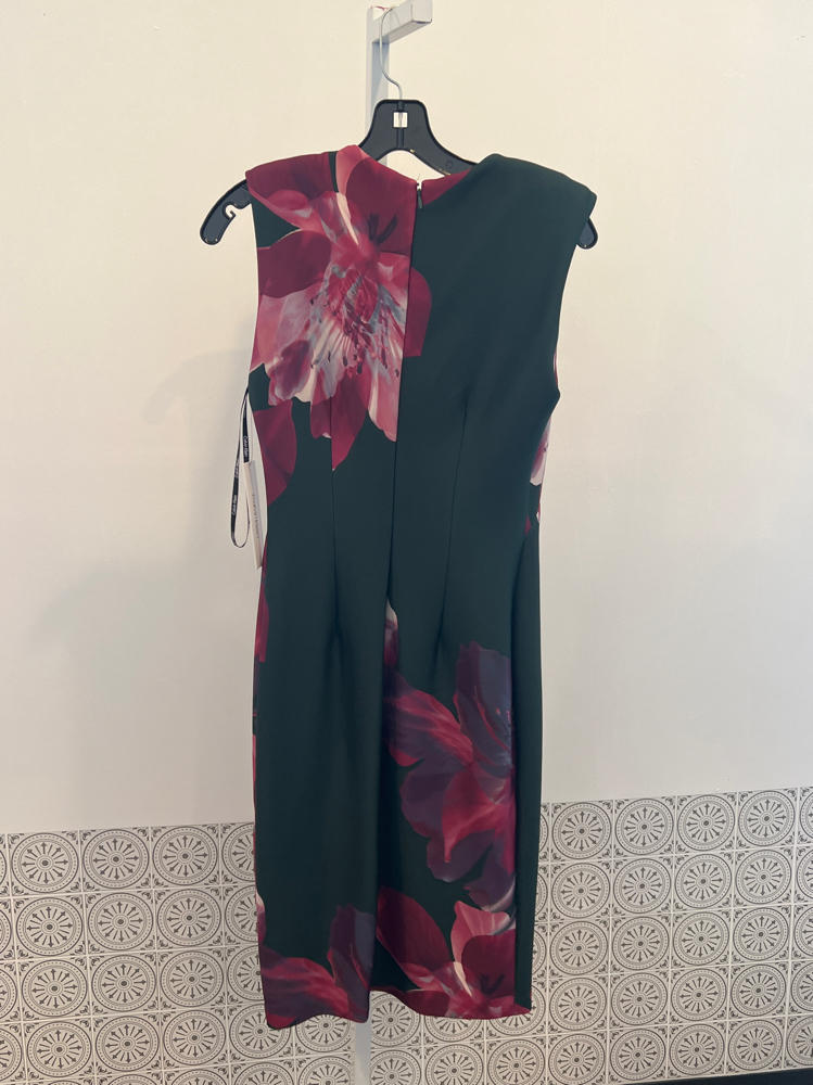 Calvin Klein Women's Cal Sleeve Floral Sheath Grey/Aubergine Multi 4