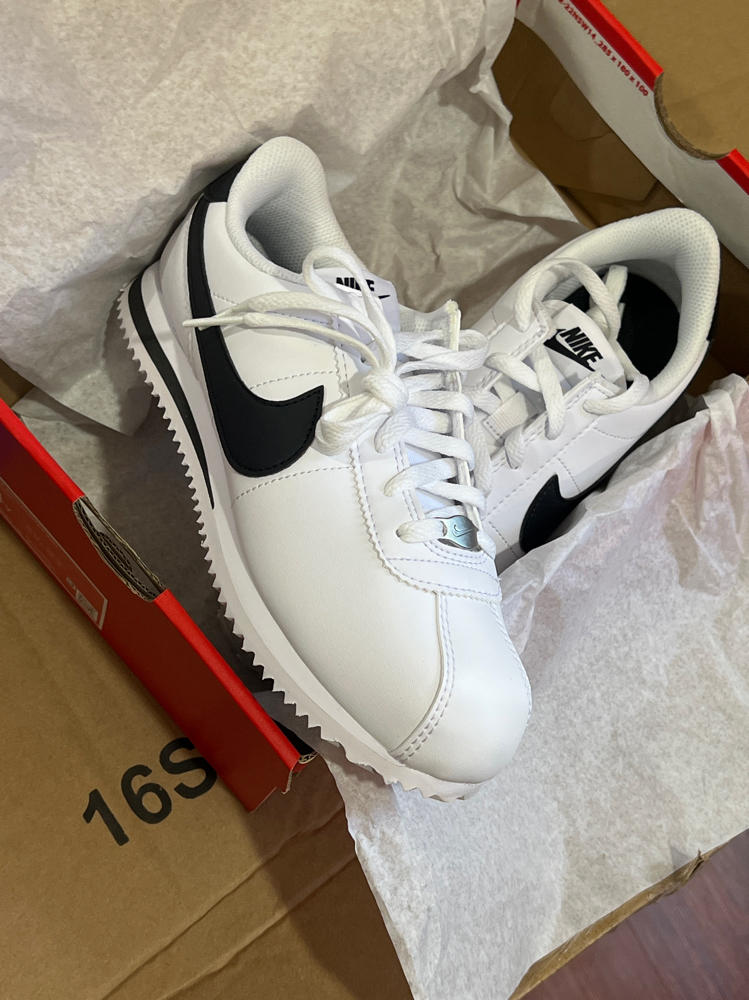 Nike Cortez Big Kids' Shoes (DM0950-108, White/Black) Size 4
