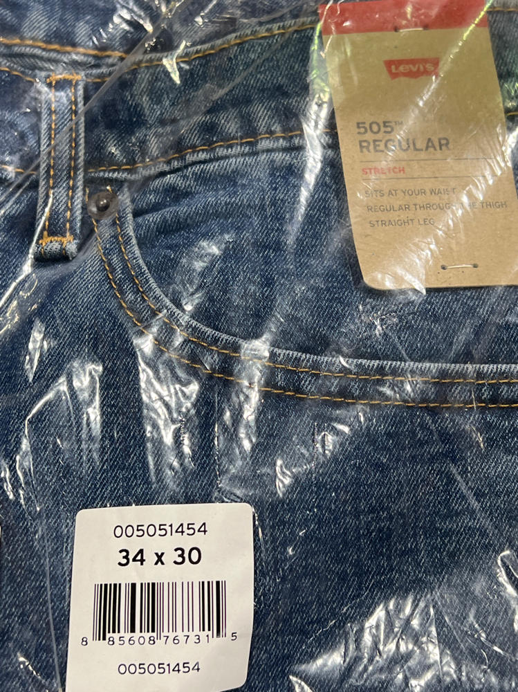 Levi's 505 Regular Fit-Obsolete Men's Jeans, Stonewash Stretch, 34W x 30L