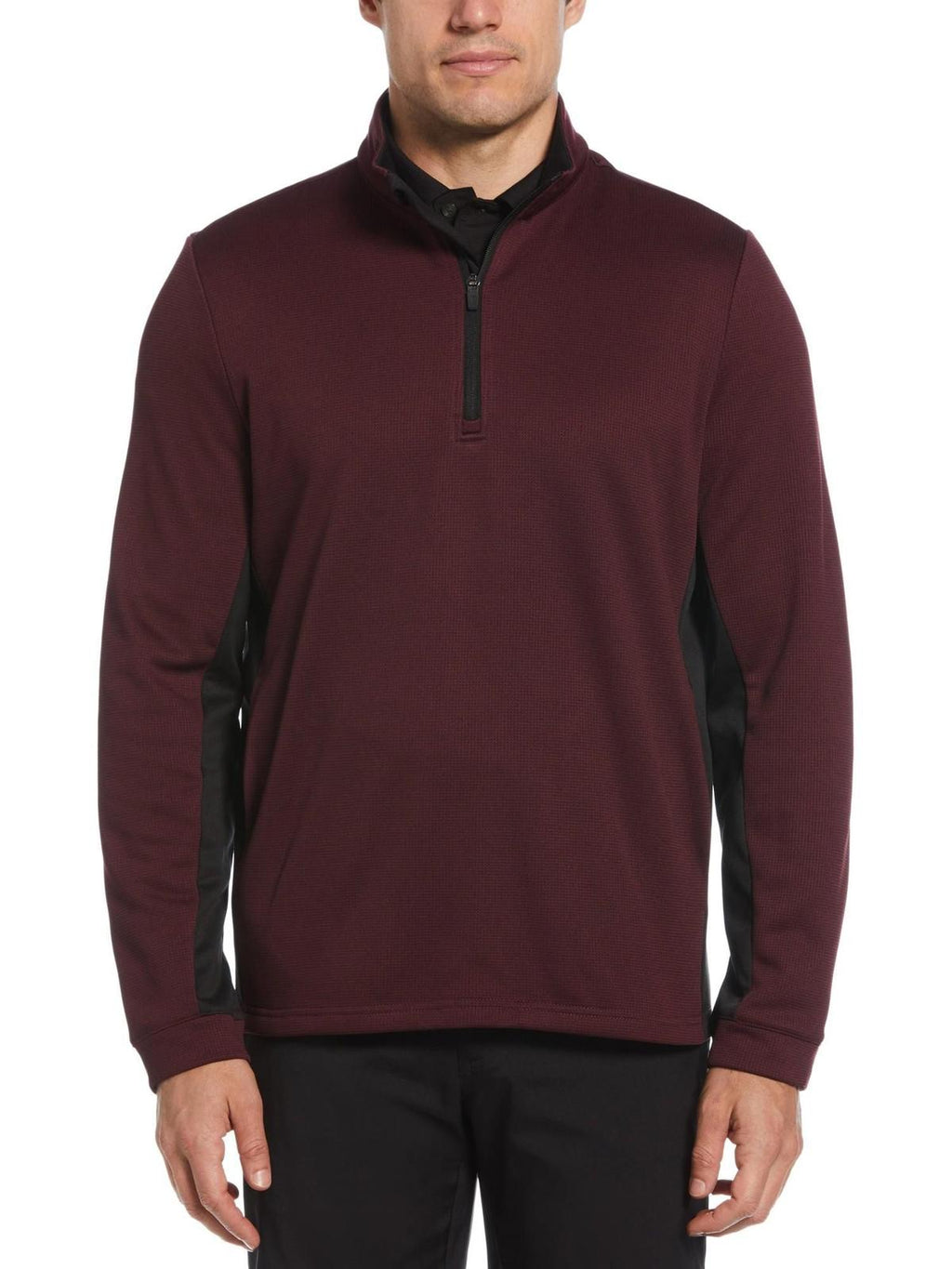 Pga Tour Men's Micro Jacquard Quarter-Zip Pullover Sweater - Fig