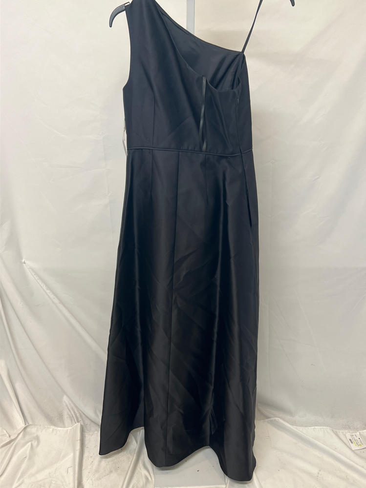 Adrianna Papell Women's One Shoulder Mikado Gown | Floor Length Black Tie Gown with Fitted Bodice & Draped Detailing 6 Black