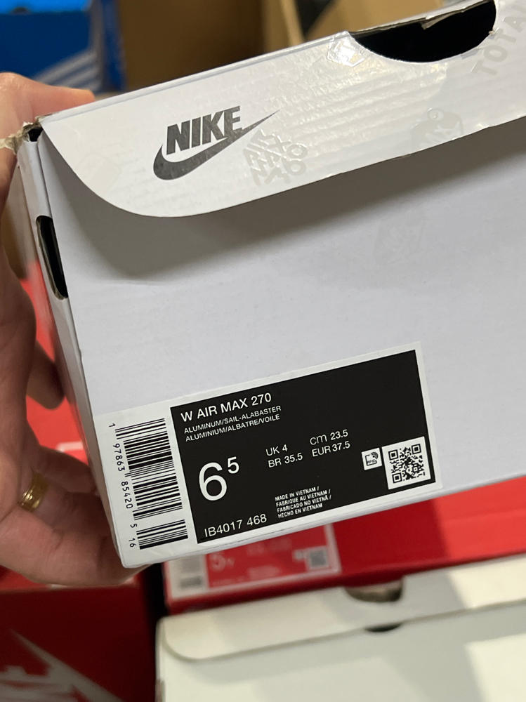 Nike Air Max 270 Women's Shoes (IB4017-468, Aluminum/Alabaster/Pink Foam/Sail) Size 6.5