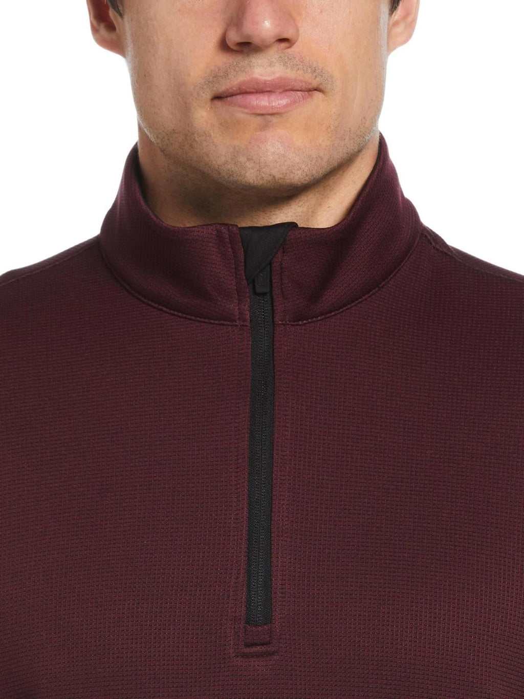 Pga Tour Men's Micro Jacquard Quarter-Zip Pullover Sweater - Fig