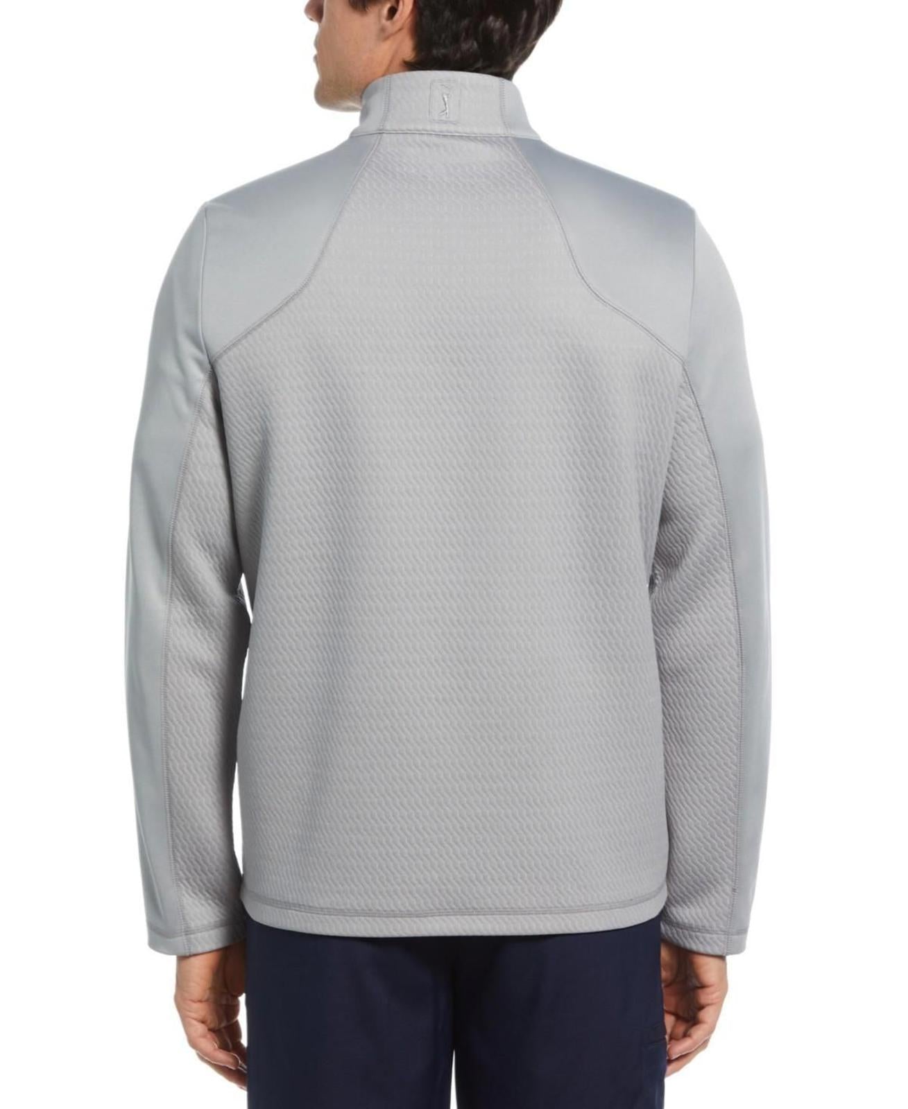 Pga Tour Men's 3D Textured Long Sleeve Quarter-Zip Sweatshirt - Quarry Hthr