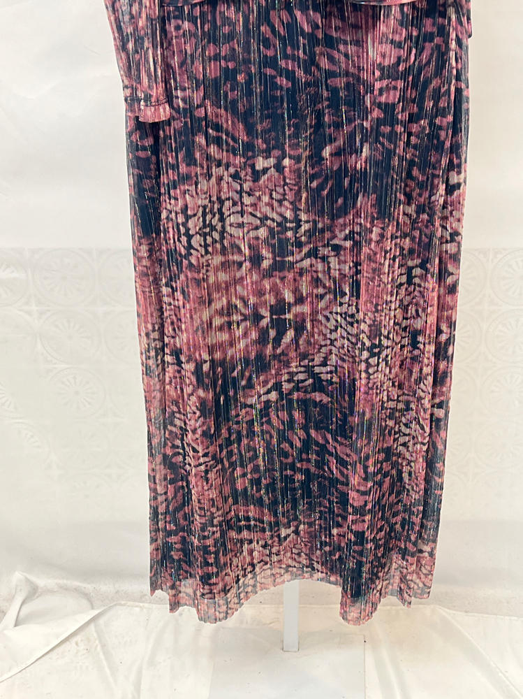 Anne Klein Women's Long Sleeve Twist Front Printed Shine Midi Dress new