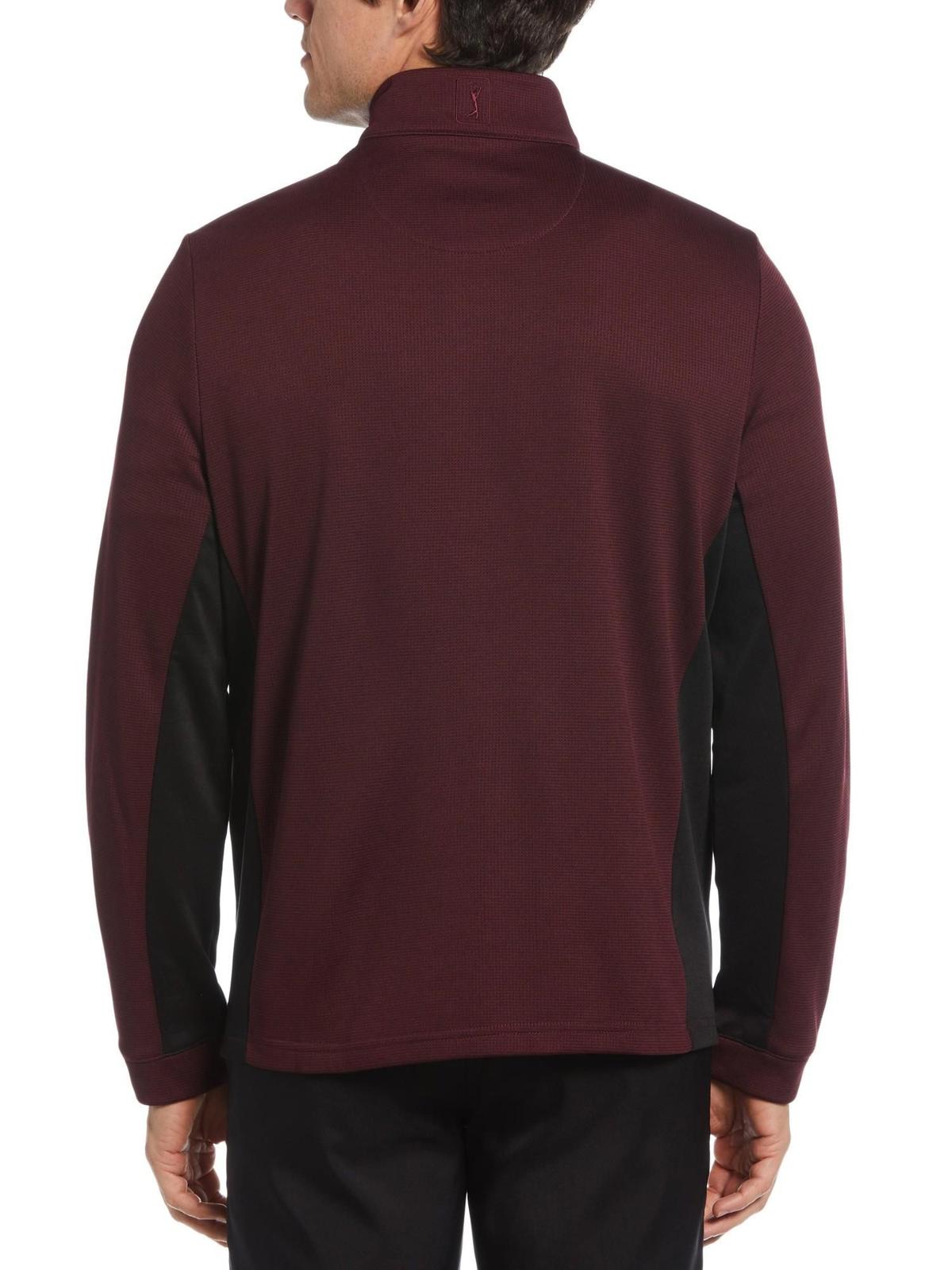 Pga Tour Men's Micro Jacquard Quarter-Zip Pullover Sweater - Fig
