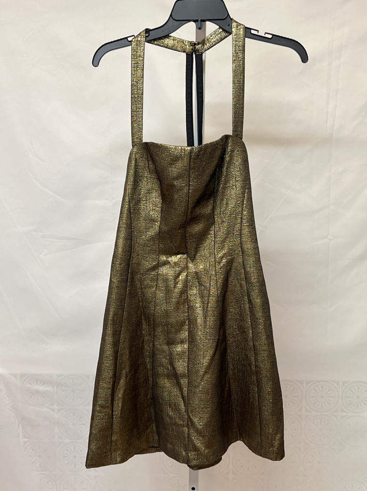 ADRIANNA EVE womens Embellished Mini Dress Metallic gold mini