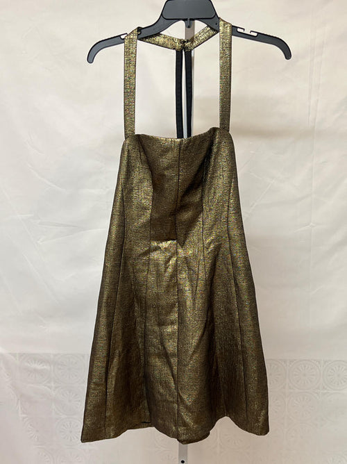 ADRIANNA EVE womens Embellished Mini Dress Metallic gold mini
