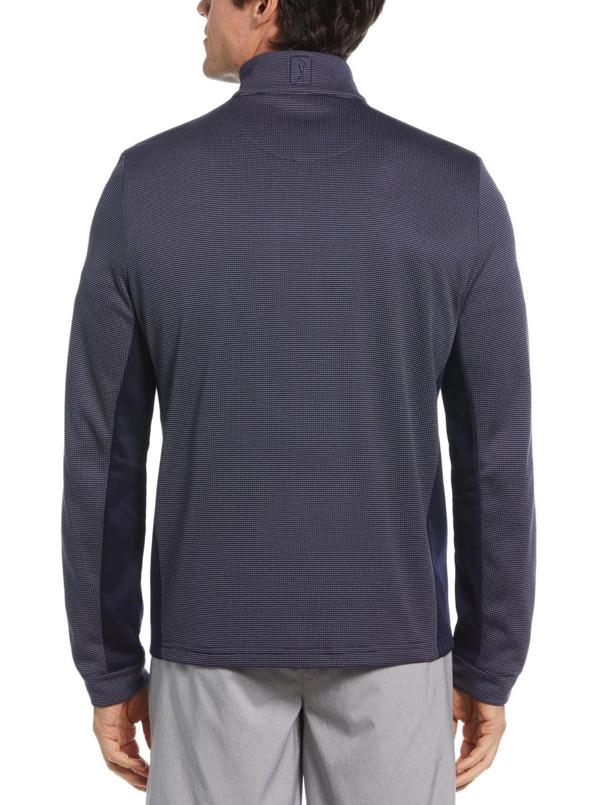 Pga Tour Men's Micro Jacquard Quarter-Zip Pullover Sweater - Peacoat
