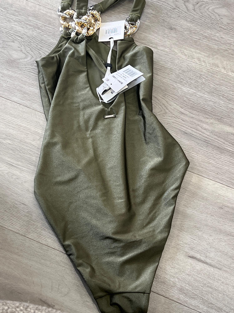 Simkhai Regan V Neck One Piece Swimsuit small and medium