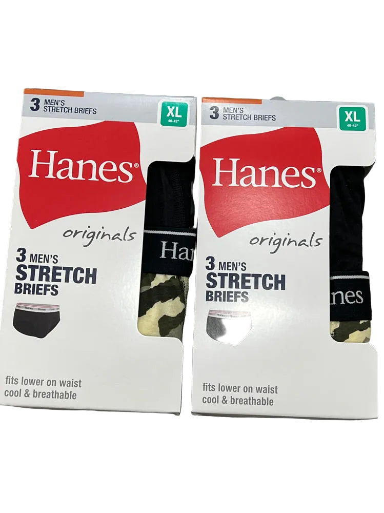 SIX PACK Hanes Originals Stretch Cotton Briefs Pack, Moisture-Wicking Underwear for Men