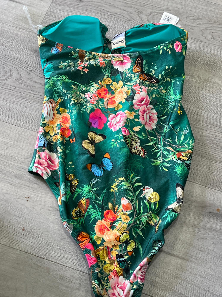 L'AGENCE Botanical Halter One-Piece Swimsuit
