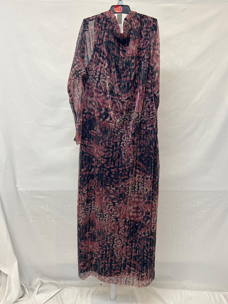 Anne Klein Women's Long Sleeve Twist Front Printed Shine Midi Dress new