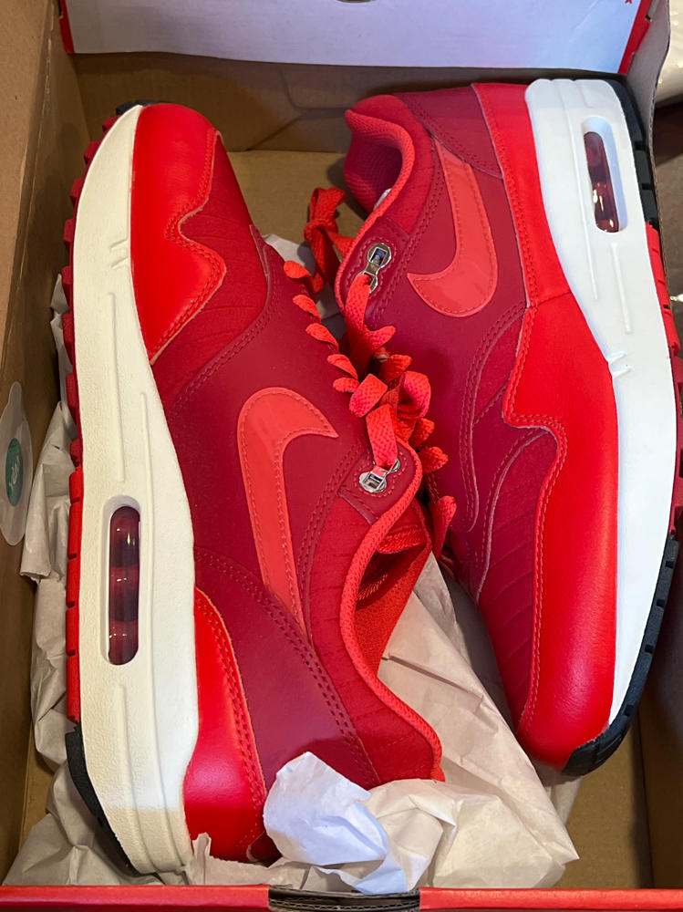 Nike Air Max 1 Men's Shoes (HQ3607-687, Gym Red/University Red/Light Crimson/Sail)