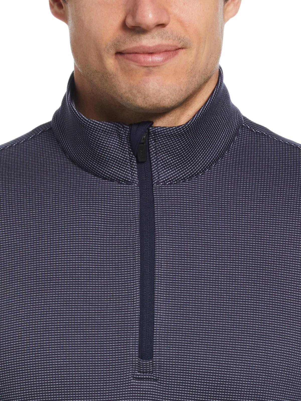 Pga Tour Men's Micro Jacquard Quarter-Zip Pullover Sweater - Peacoat