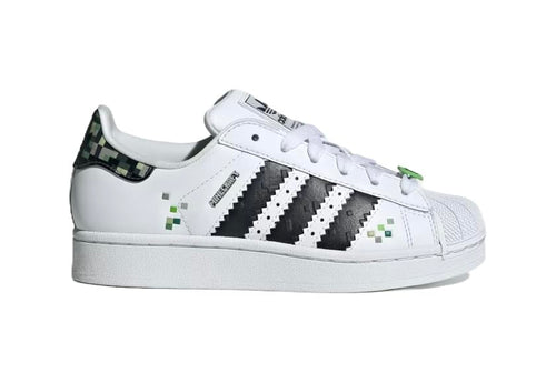 adidas Originals Big Kids Superstar II X Minecraft Shoes Kids, Cloud White/Core Black/Supplier Colour, US (Big Kids)