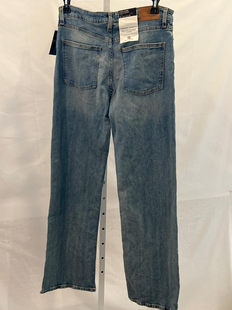 Lauren Ralph Lauren, Womens, High-Rise Wide-Leg Jeans, Alicia Wash, Size: 12, Inseam: 32.5