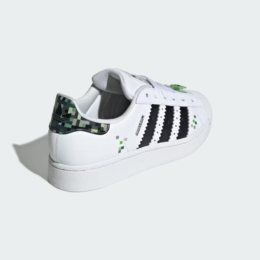 adidas Originals Big Kids Superstar II X Minecraft Shoes Kids, Cloud White/Core Black/Supplier Colour, US (Big Kids)