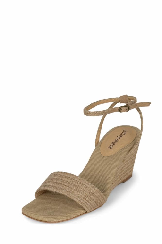 jeffrey campbell SAILBOAT wedge sandals tan 8.5 new