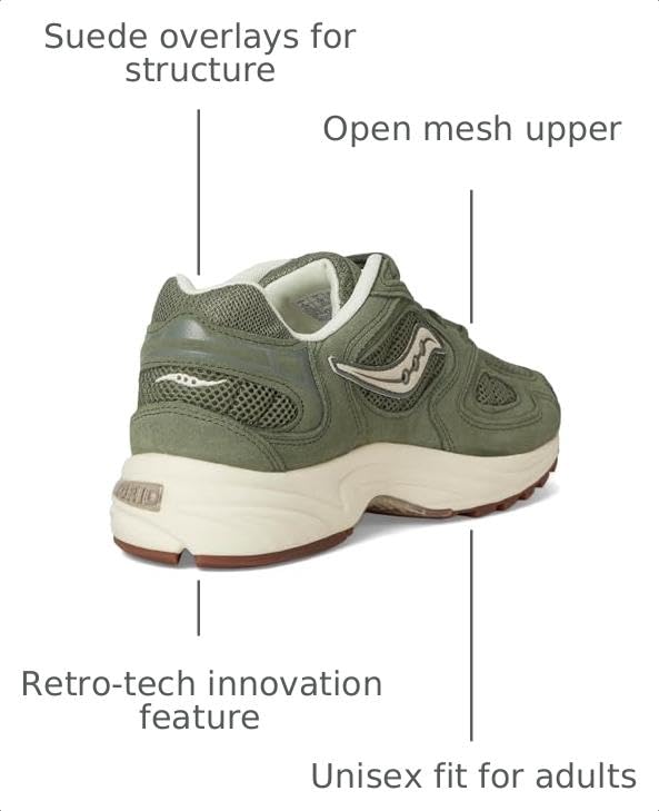 Saucony Unisex-Adult Grid Jazz 9 Sneaker, Olive/Off-White mens