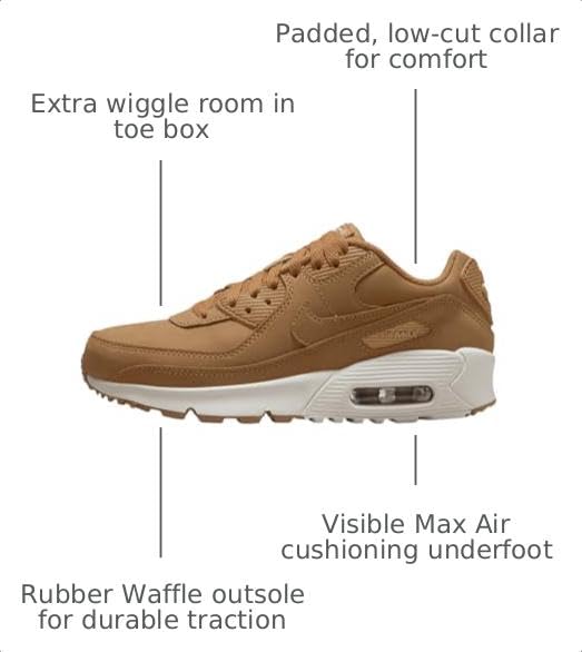 Nike Air Max 90 Big Kids' Shoes (HF6358-200, Flax/Sail/Flax) Size 5