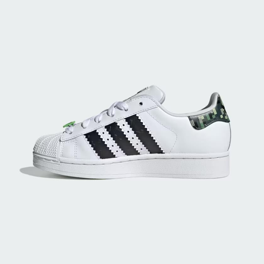 adidas Originals Big Kids Superstar II X Minecraft Shoes Kids, Cloud White/Core Black/Supplier Colour, US (Big Kids)