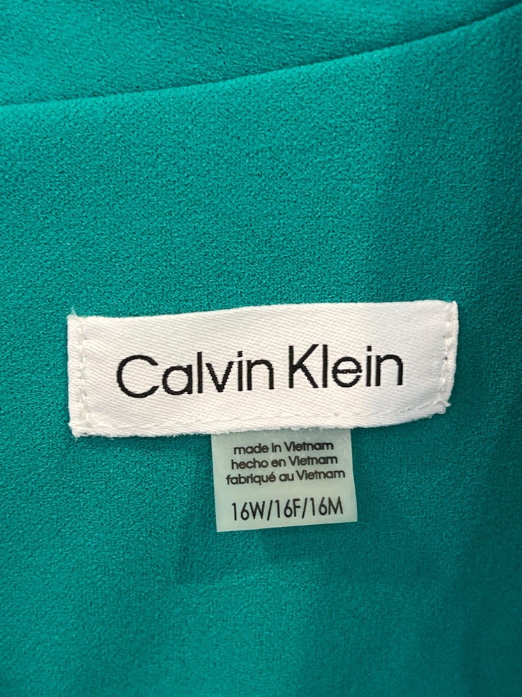 Calvin Klein Plus Size V-Neck Short-Sleeve a-Line Dress - Jungle Size 16W