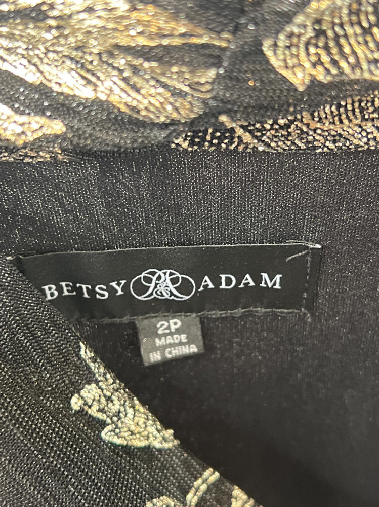 betsey and adam Dana Long Mock Neck Foil Wrap Dress black and gold  Dress by A27306P