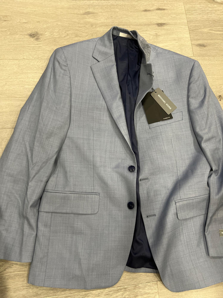 Michael Kors Mens Modern Fit Wool Plaid Suit Jacket 38 SHORT LIGHT Blue - NWT