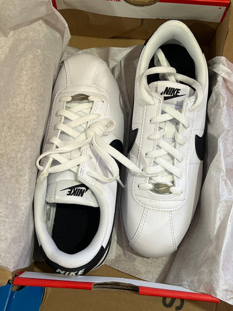 Nike Cortez Big Kids' Shoes (DM0950-108, White/Black) Size 4