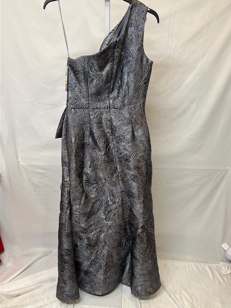 xscape One Shoulder Ruffle Floor Length Jacquard Dress by 7246X