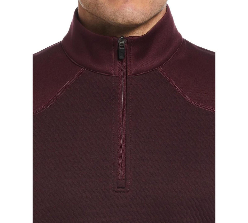 Pga Tour Men's 3D Textured Long Sleeve Quarter-Zip Sweatshirt - Fig Heather