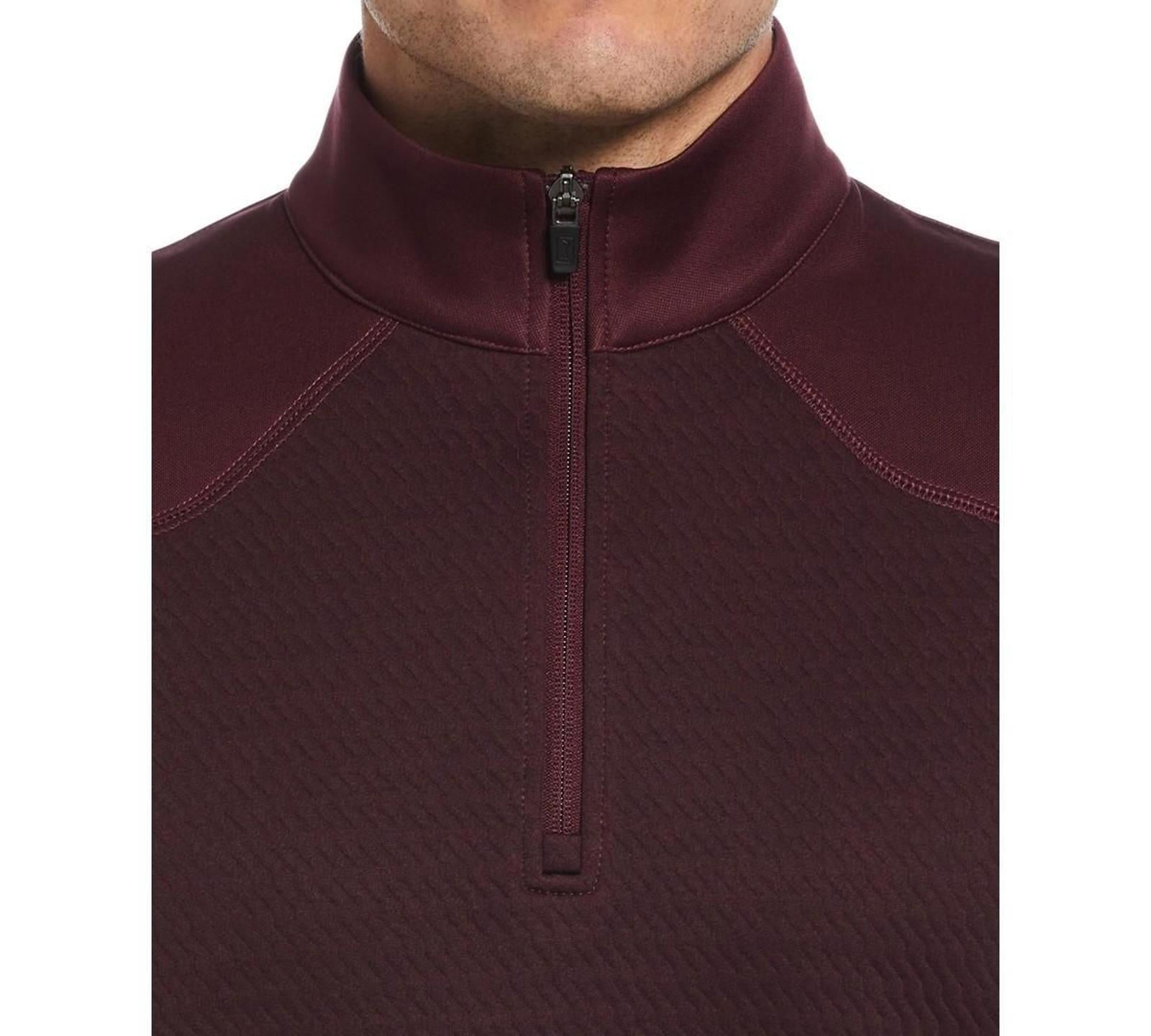 Pga Tour Men's 3D Textured Long Sleeve Quarter-Zip Sweatshirt - Fig Heather