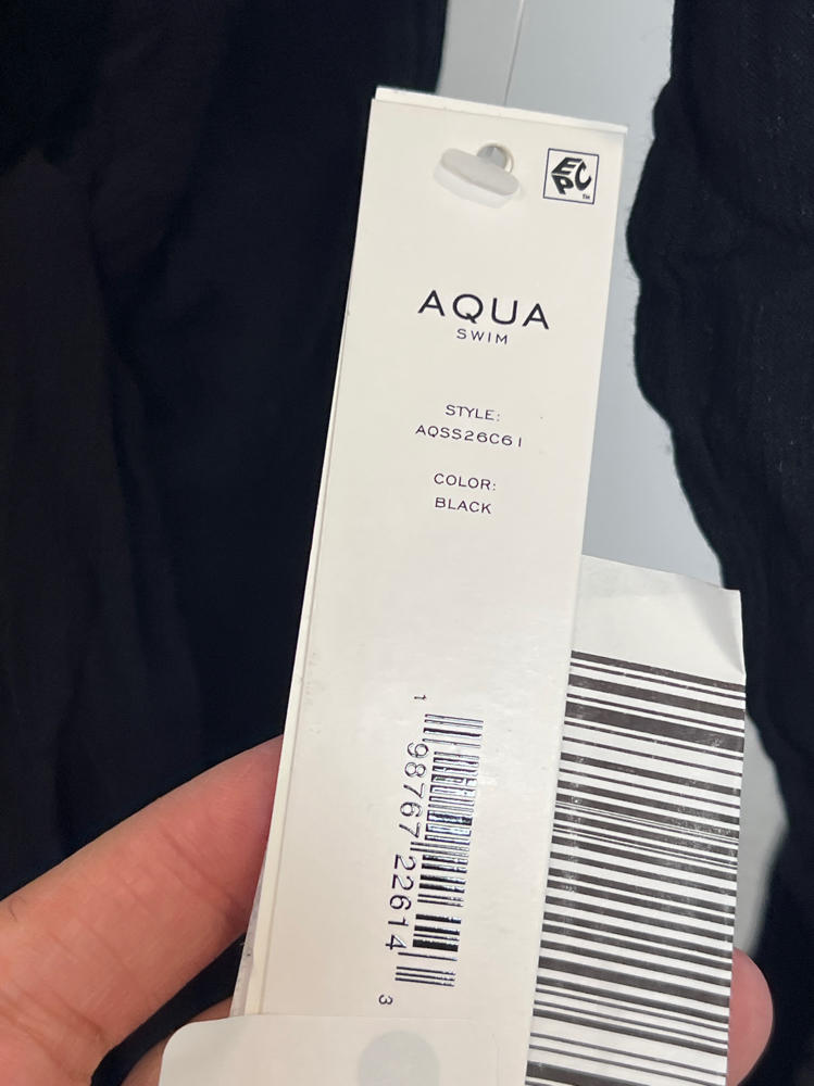 Aqua Swim Wrap Shirt Swim Cover-Up  black mini dress
