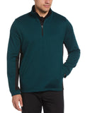 Pga Tour Men's Micro Jacquard Quarter-Zip Pullover Sweater - Dark Sea