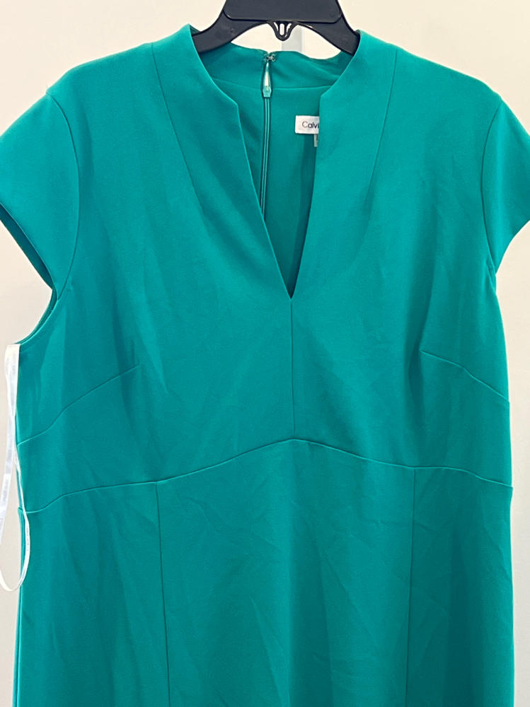 Calvin Klein Plus Size V-Neck Short-Sleeve a-Line Dress - Jungle Size 16W
