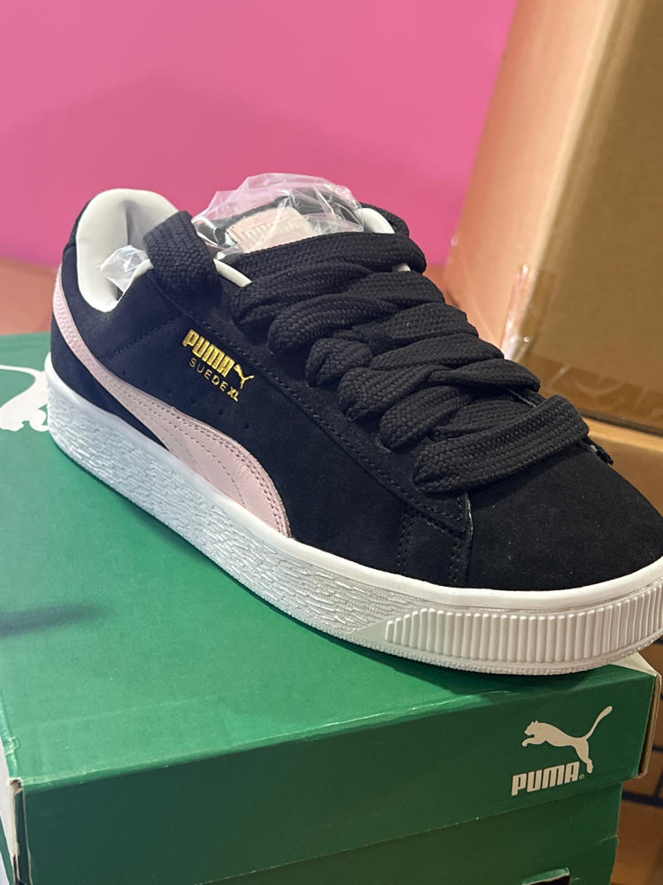 Puma Women's Suede XL Black/Whisp of Pink shoes Medium new