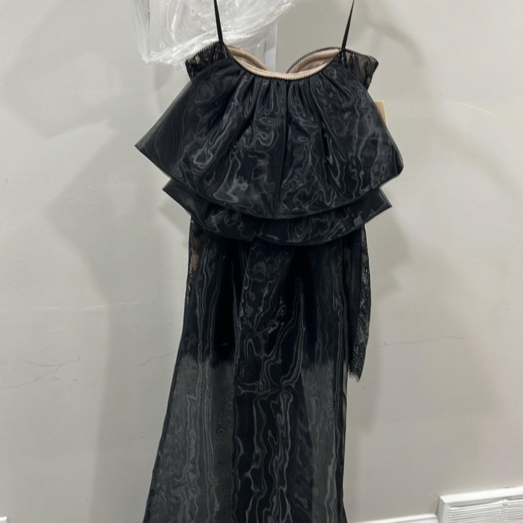 Katie May Kenny Dress in Black Floral lace with bow mini new xs, s, m