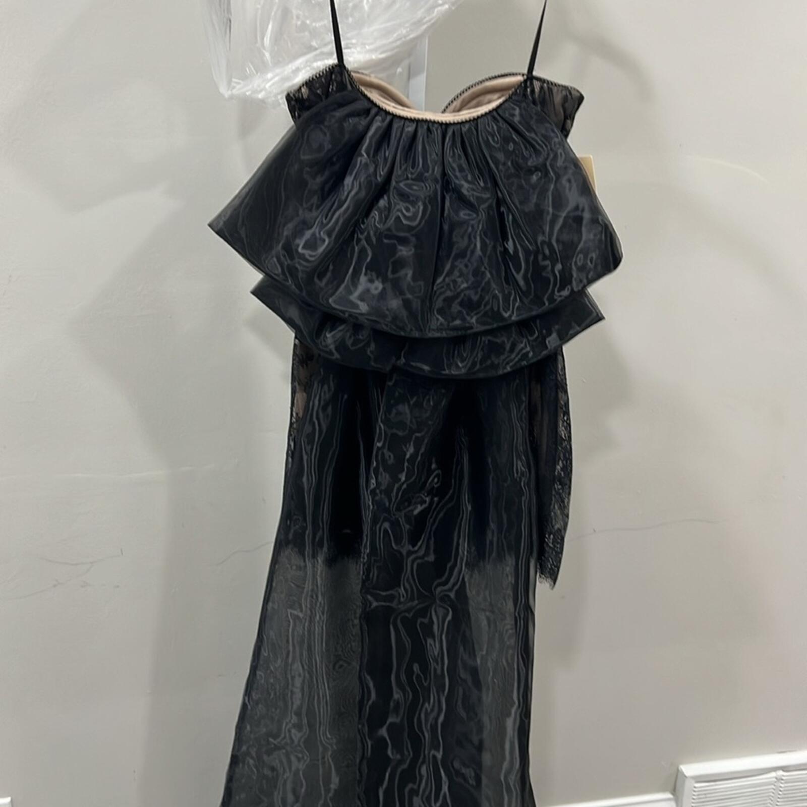 Katie May Kenny Dress in Black Floral lace with bow mini new xs, s, m
