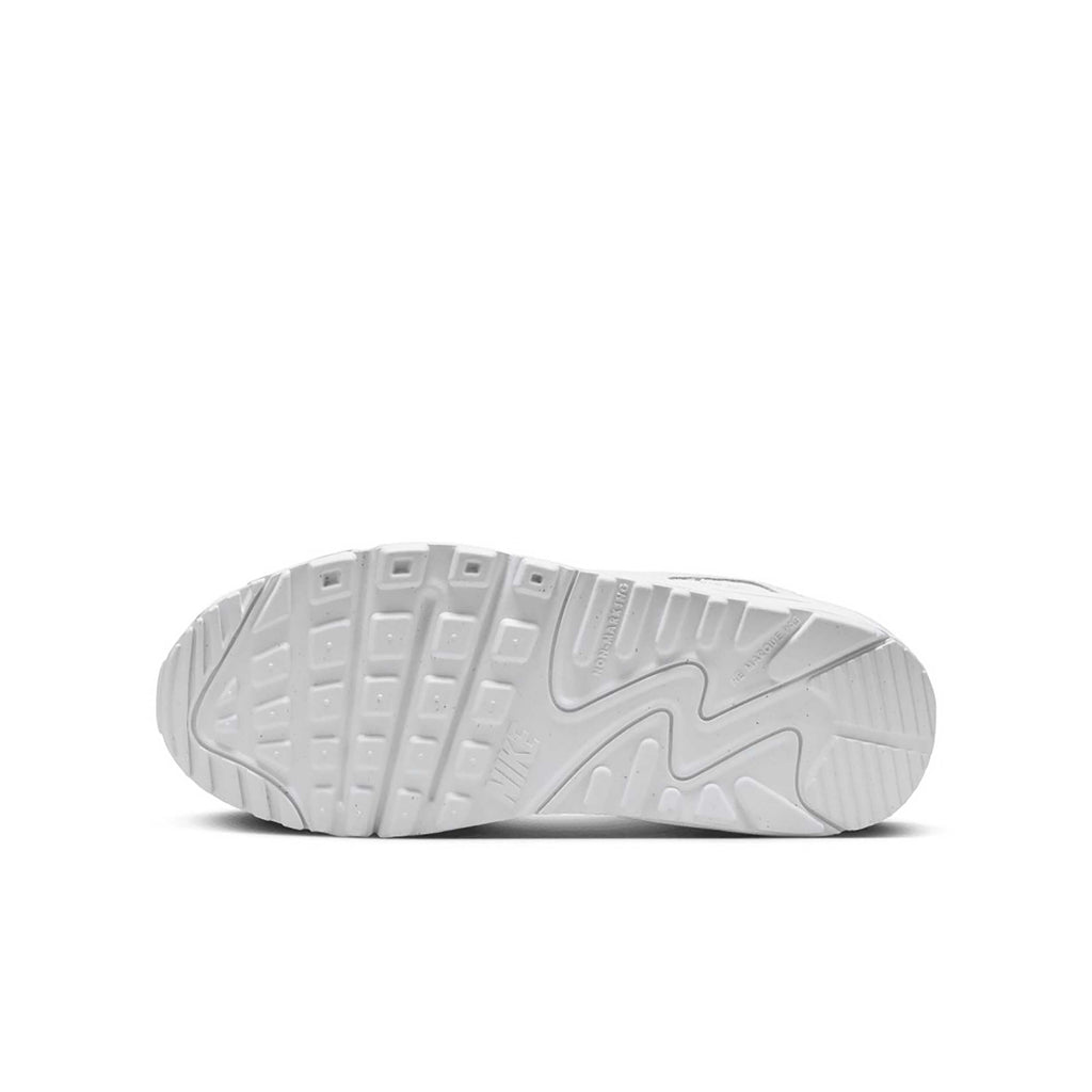 Nike Air Max 90 Big Kids' Shoes (HF6358-102, White/Metallic Silver/White/White) Size 7