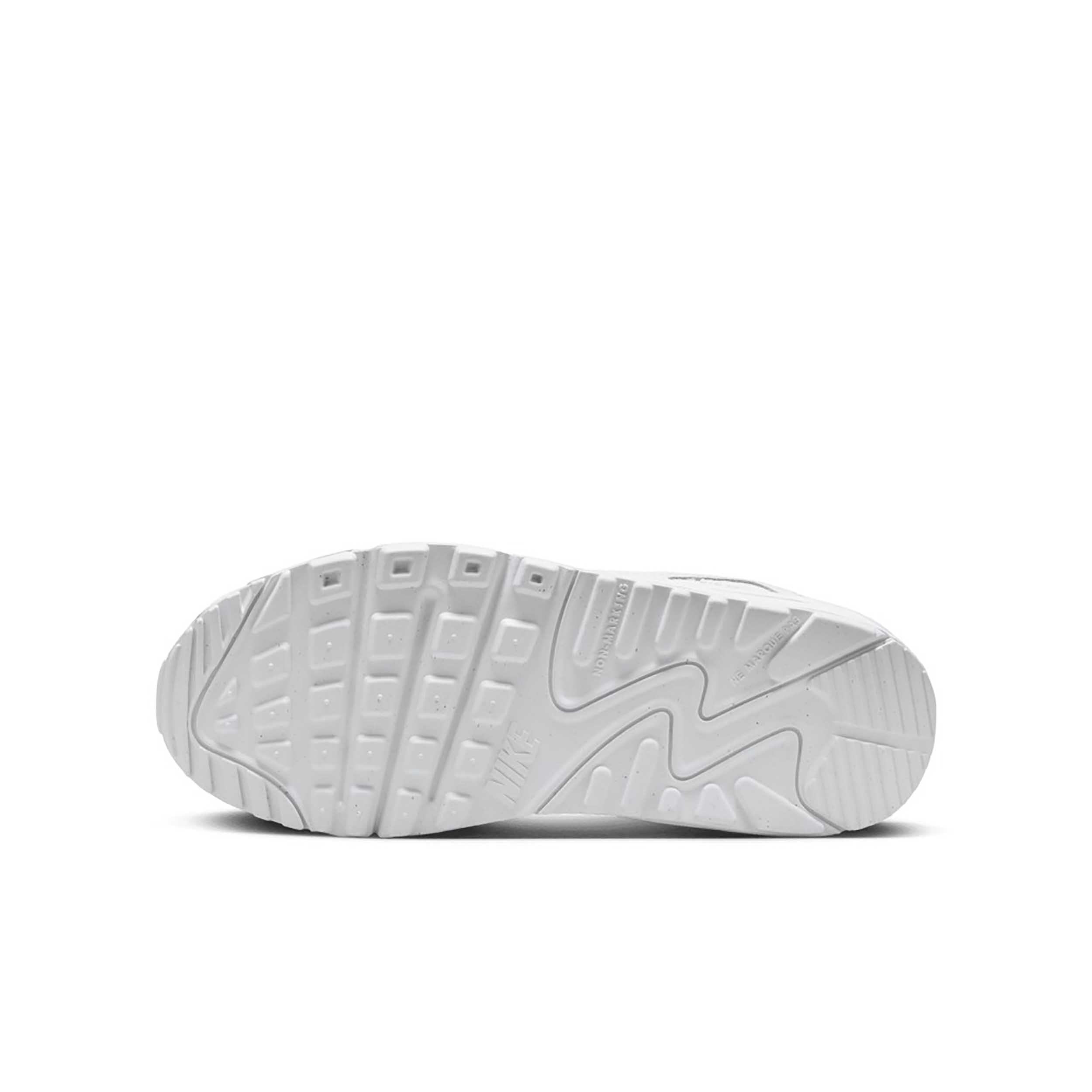Nike Air Max 90 Big Kids' Shoes (HF6358-102, White/Metallic Silver/White/White) Size 7