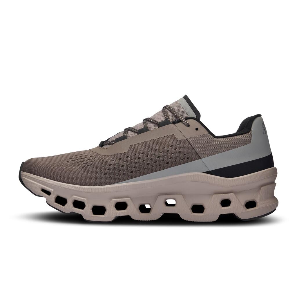On Men's Cloudmonster Sneakers, Cinder/Fog, Purple, 12 Medium US