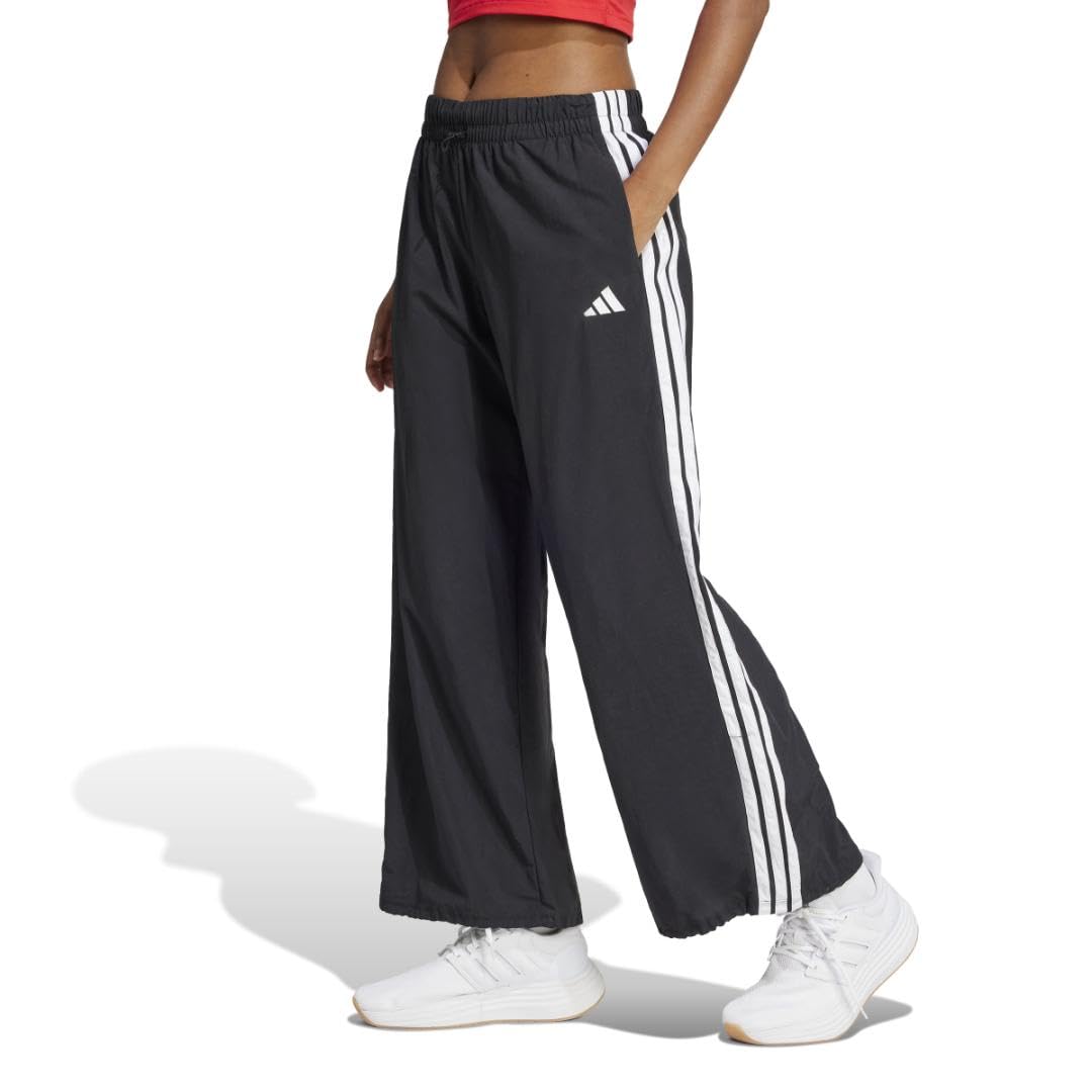 Adidas Womens 3-Stripes Woven Sportswear Pants, Black/White