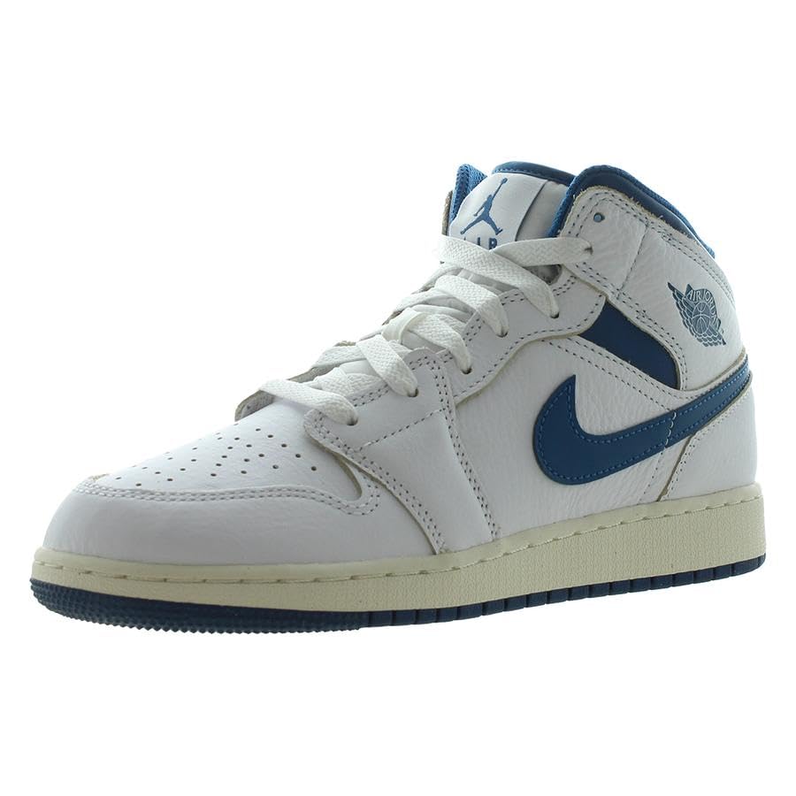 Jordan Big Kid's 1 Mid SE White/Industrial Blue-Sail (FN7432 141) - 5